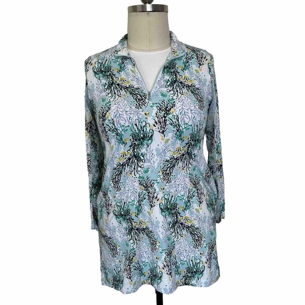 Women's 1X Tennis Dress Long Sleeve Vented Undersleeve Half Zip Neck Collared